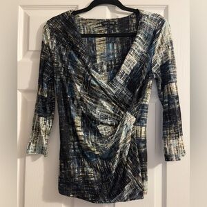 NWOT! NIC+ZOE Printed mock wrap knit top, SMALL